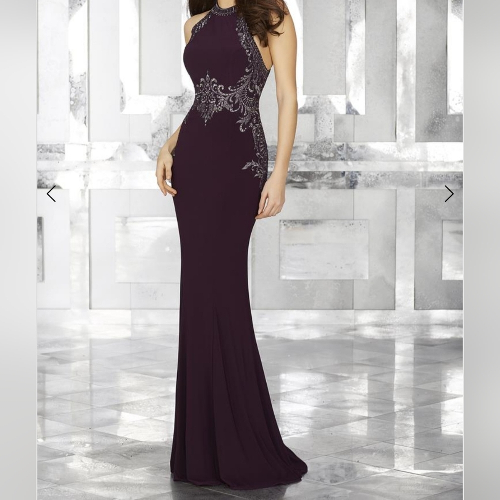 MOB MGNY long gown in eggplant